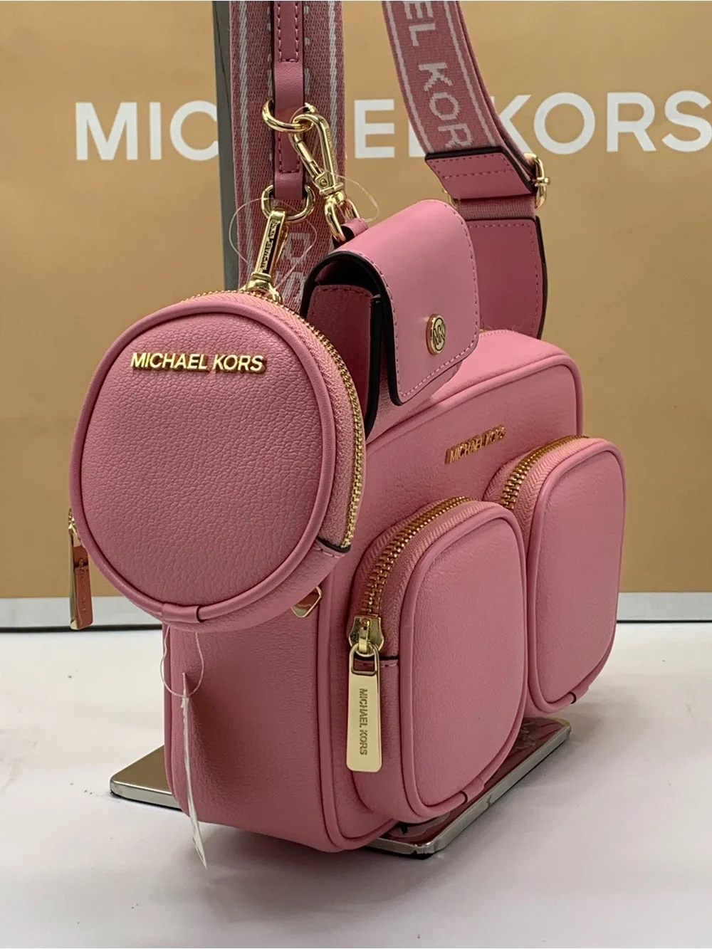 Michael Kors Carnation Pebbled Leather Crossbody